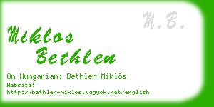 miklos bethlen business card